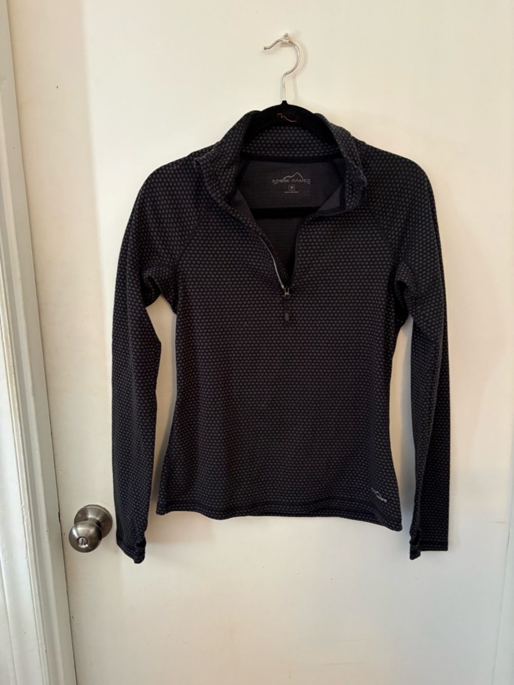 Eddie Bauer Black Dot-Pattern Half-Zip Pullover